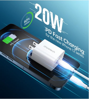 Choetech PD5005 Fast Type C Wall Charger 20W White - EU Plug