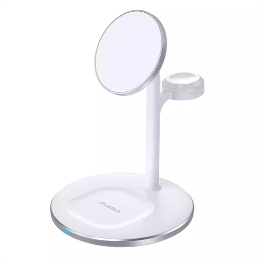 Buy Choetech T585-F 3 in 1 Magnetic MagSafe Wireless Charger Station for Phones iPhone 12/13/14/15 Series - White from Vmart in Pakistan
