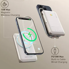 Buy Choetech B735 10000mAh 20W MagLeap Wireless Power Bank White with Phone Holder & Build-in Cable from Vmart in Pakistan