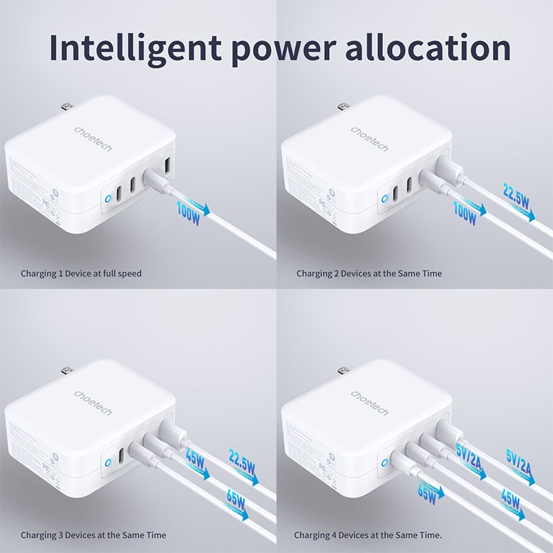 Buy Choetech PD6001 130W 4 Port Wall Charger US White from Vmart in Pakistan