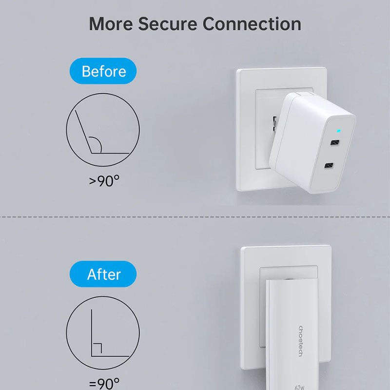 Buy Choetech PD6011 67W GAN Ultrathin A+C Wall Charger EU White from Vmart in Pakistan