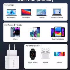 Buy Choetech PD6051 2X USB-C PD 35W GAN Wall Charger With Display White from Vmart in Pakistan