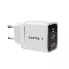 Buy Choetech PD6051 2X USB-C PD 35W GAN Wall Charger With Display White from Vmart in Pakistan