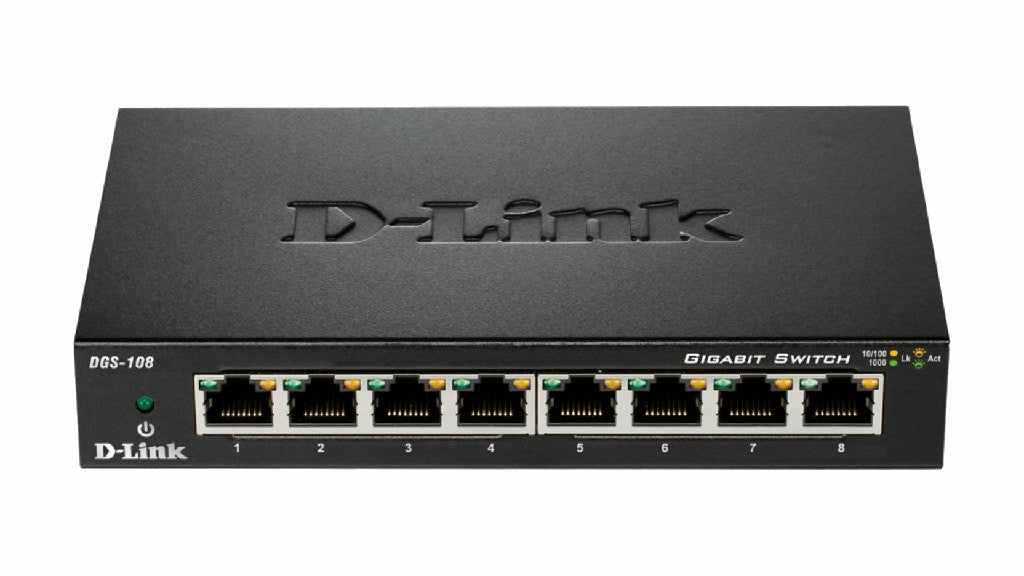 D-Link DGS-108 8‑Port Gigabit Unmanaged Desktop Switch