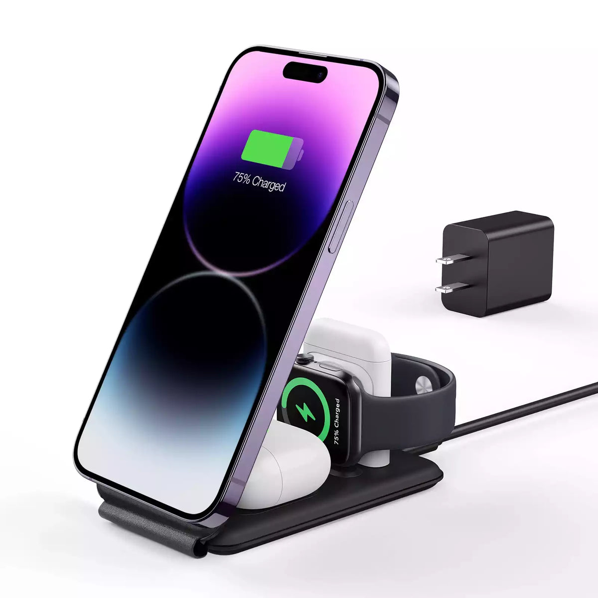 ESR HaloLock 3-in-1 Travel Wireless Charging Set Black US Plug