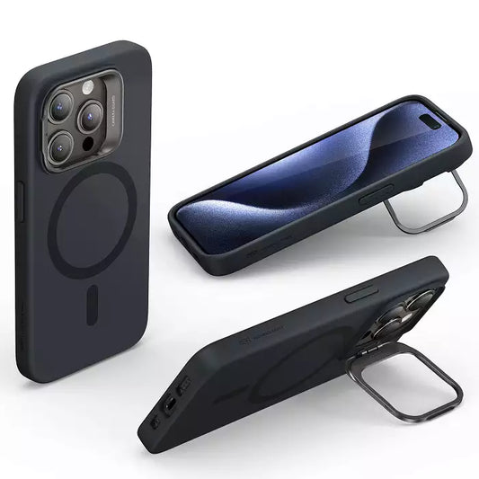 Buy ESR iPhone 15 Pro Max Cloud Soft Case with Stash Stand (HaloLock) - Black from Vmart in Pakistan