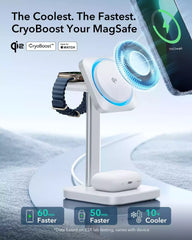 ESR Qi2 3 in 1 Wireless Charging Station with CryoBoost (HaloLock) Black US Plug