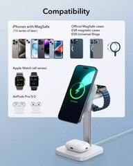 ESR Qi2 3 in 1 Wireless Charging Station with CryoBoost (HaloLock) Black US Plug