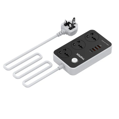 Faster FUS-640 Power Strip Extension With PD+3 QC3.0 USB Ports