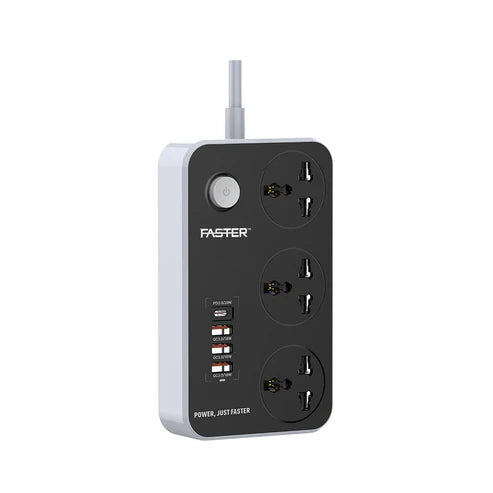 Faster FUS-640 Power Strip Extension With PD+3 QC3.0 USB Ports