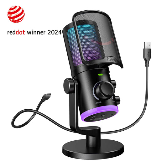 Buy FiFine AmpliGame AM6 USB Condenser Microphone with RGB from Vmart in Pakistan