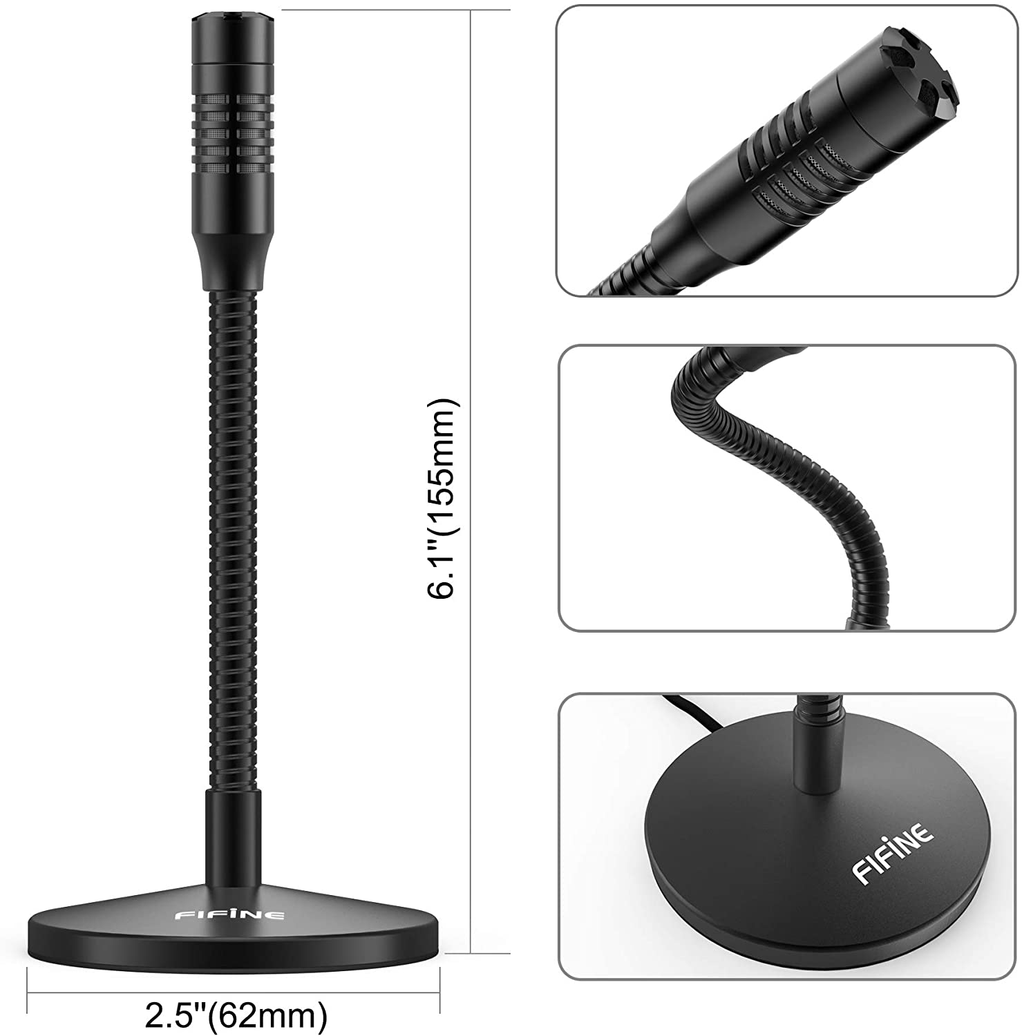 Fifine K050 USB Microphone Mini With Adjustable GooseNeck