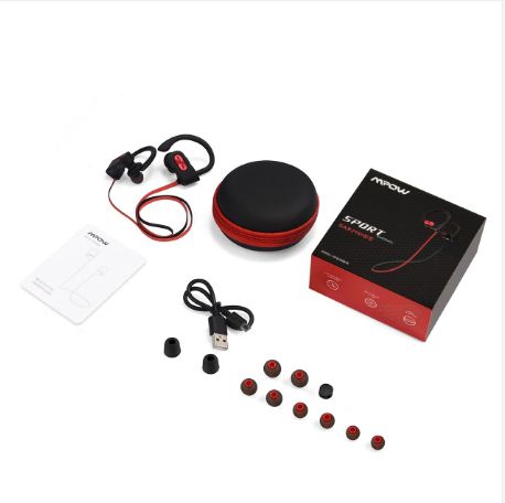 Mpow Flame Bluetooth Headphones Waterproof IPX7- Red And Black