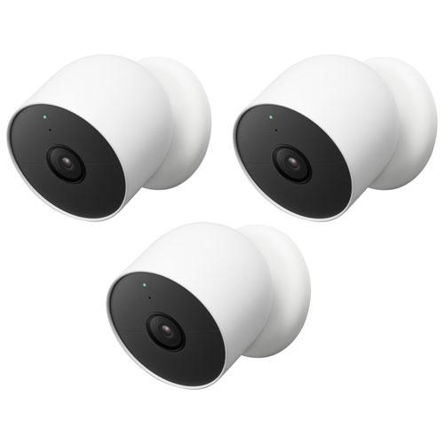 Google Nest Cam Wire Free Indoor/Outdoor Security Camera 3 Pack - White