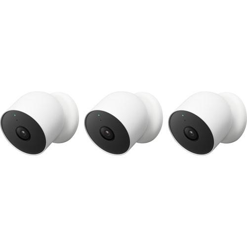 Google Nest Cam Wire Free Indoor/Outdoor Security Camera 3 Pack - White