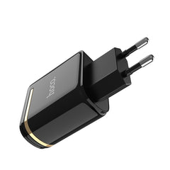 Hoco C39A Enchanting Wall Charger EU Dual USB Charging Adapter - Black