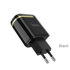 Hoco C39A Enchanting Wall Charger EU Dual USB Charging Adapter - Black