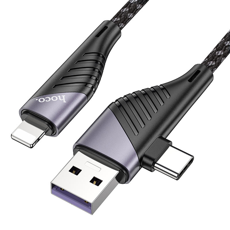 Hoco U95 2-in-1 Freeway PD USB / Type-C to Lightning Charging Data Cable 1.2m