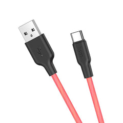 Hoco X21 Plus Fluorescent USB to Type-C Charging Data Sync Cable- Red