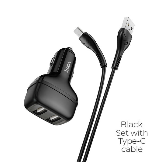 Buy Hoco Z36 Leader Car Charger Dual Port Set with Type-C Cable from Vmart in Pakistan