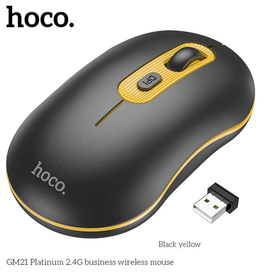 Buy Hoco GM21 Platinum 2.4G Business Wireless Mouse Black Yellow from Vmart in Pakistan