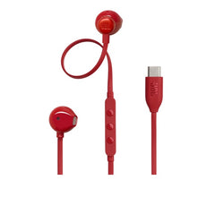 JBL Tune 305C USB Wired Hi-Res Earbud Headphones Red