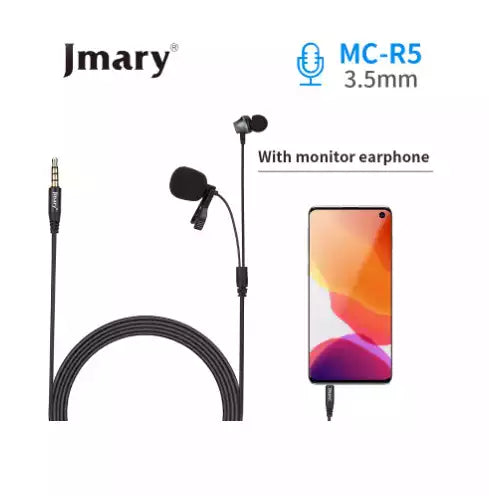 Jmary MC-R5 Professional 3.5mm Lavalier Microphone with Earphone