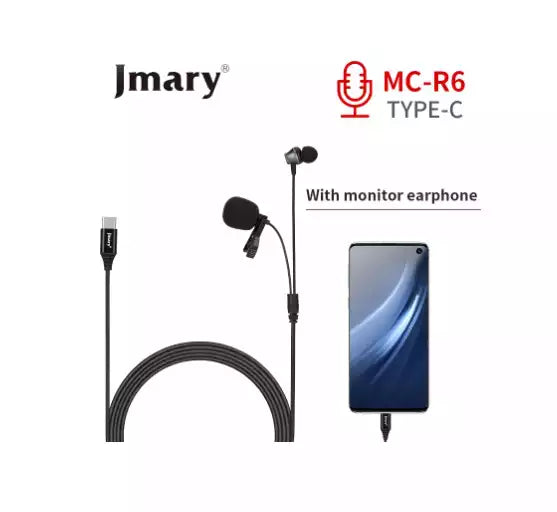 Jmary MC-R6 Professional Type-C Lavalier Microphone with Earphone