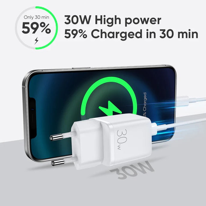 Joyroom L-QP303 30W for iPhone 13 Dual Port PD+QC3.0 Intelligent Fast Charger White