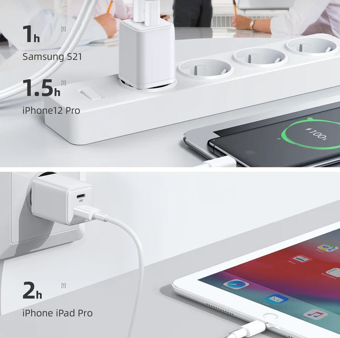 Joyroom L-QP303 30W for iPhone 13 Dual Port PD+QC3.0 Intelligent Fast Charger White