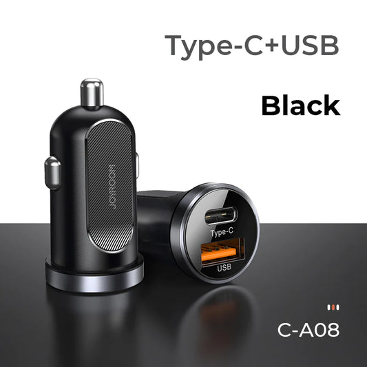 Buy Joyroom C-A08 Mini Dual-port 30W Smart Car Charger PD+QC3.0 - Black from Vmart in Pakistan