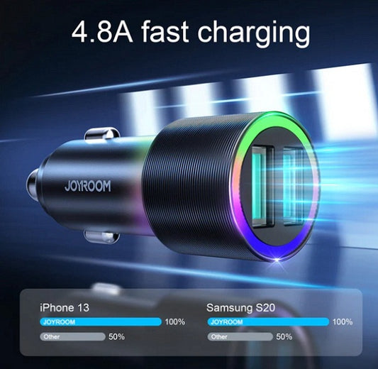 Buy Joyroom JR-CL10 4.8A Dual-port USB Car Charger from Vmart in Pakistan