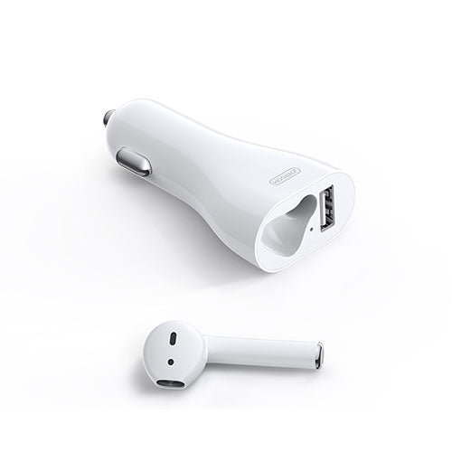 Joyroom JR-CP1 Car Charger With Bluetooth Earphone - White