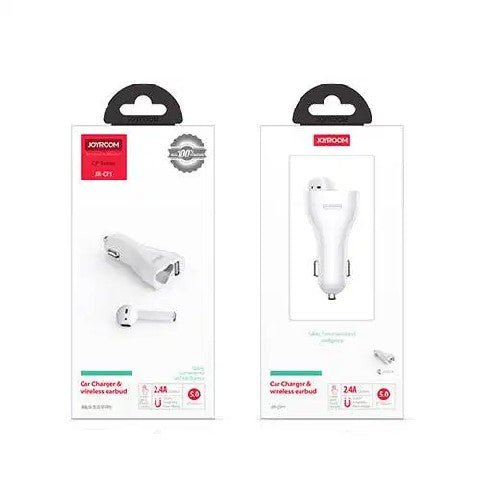 Buy Joyroom JR-CP1 Car Charger With Bluetooth Earphone - White from Vmart in Pakistan