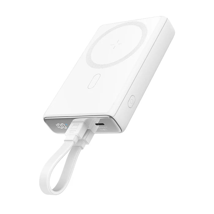 Joyroom JR-PBM01 20W Magnetic Wireless Power Bank with Built-in Cable &amp; Kickstand 10000mAh White