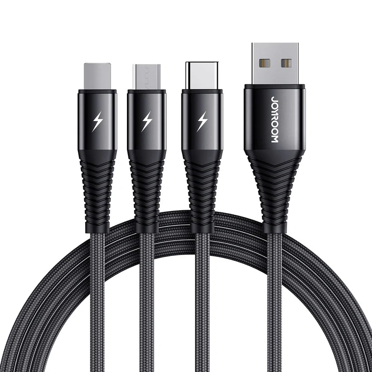 Joyroom S-1230G4 3 in 1 Charging Cable Lightning+Type-C+Micro 1.2m Black