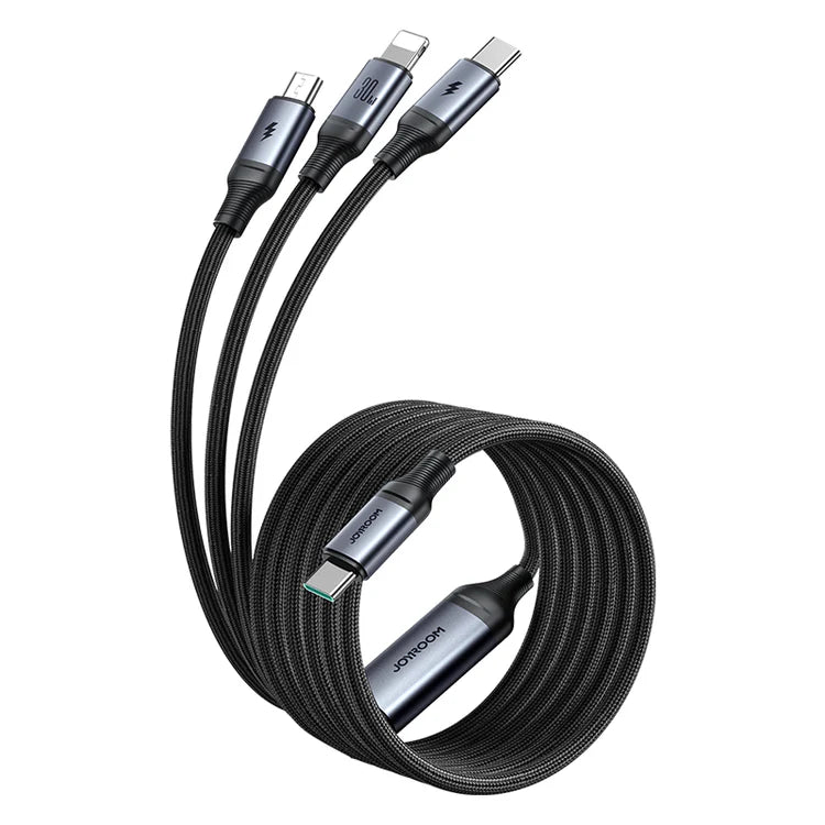 Joyroom SA21-1T3 Speedy Series 30W 3-in-1 Fast Charging Cable (Type-C to L+C+M) 1.2m - Black