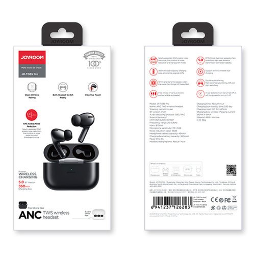 Joyroom T03S Pro TWS Active Noice Cancelling ANC Earbuds - Black