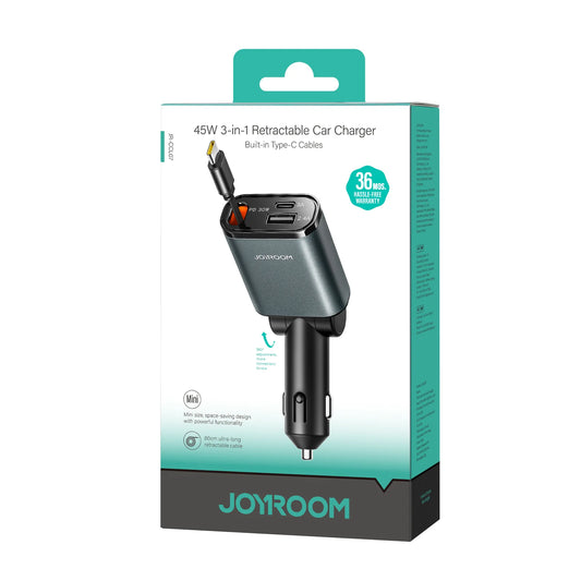 Buy Joyroom JR-CCL07 30W 3-in-1 Retractable Cable Car Charger from Vmart in Pakistan