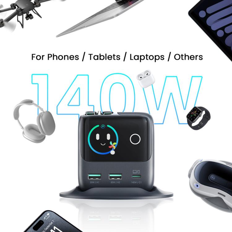 Buy Joyroom JR-TRD01 PODIX 140W 5-Port Desktop GaN Charger Dark Gray Vmart in Pakistan