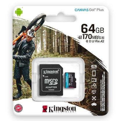 Kingston 64GB Canvas Go Plus microSD Memory Card