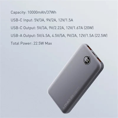 Ldnio PQ10 Ultra Slim Led Digital Display Power Bank 10000mAh