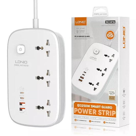 Buy Ldnio SC3416 3 AC Outlets 4 USB Power Strip from Vmart in Pakistan