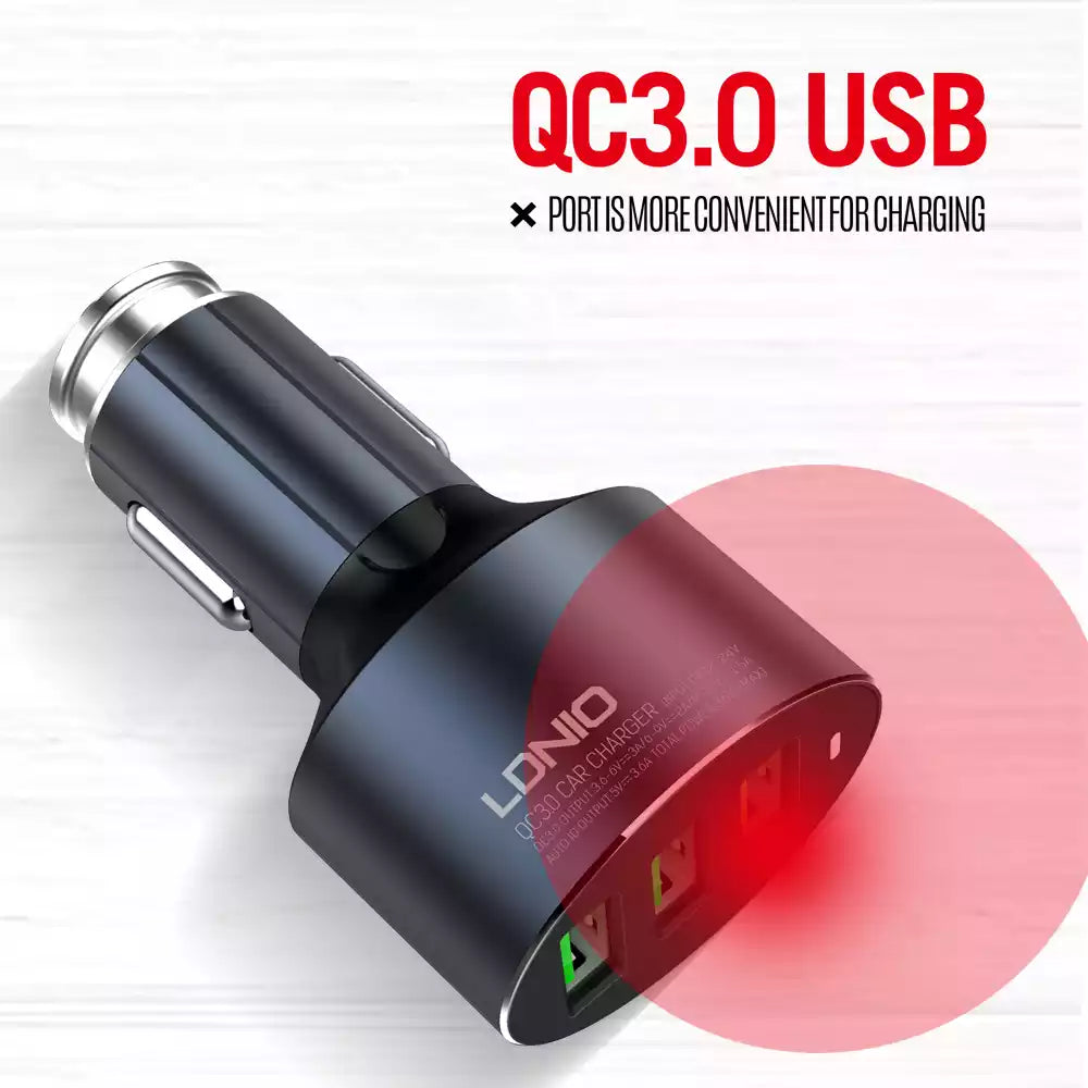Buy Ldnio C703Q 36W 3 In 1 Intelligent Car Charger from Vmart in Pakistan