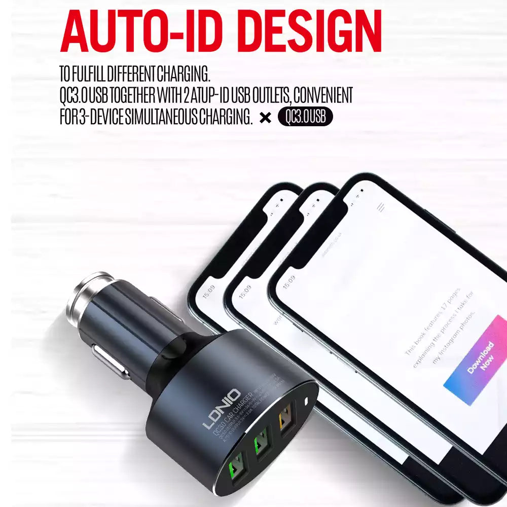 Buy Ldnio C703Q 36W 3 In 1 Intelligent Car Charger from Vmart in Pakistan