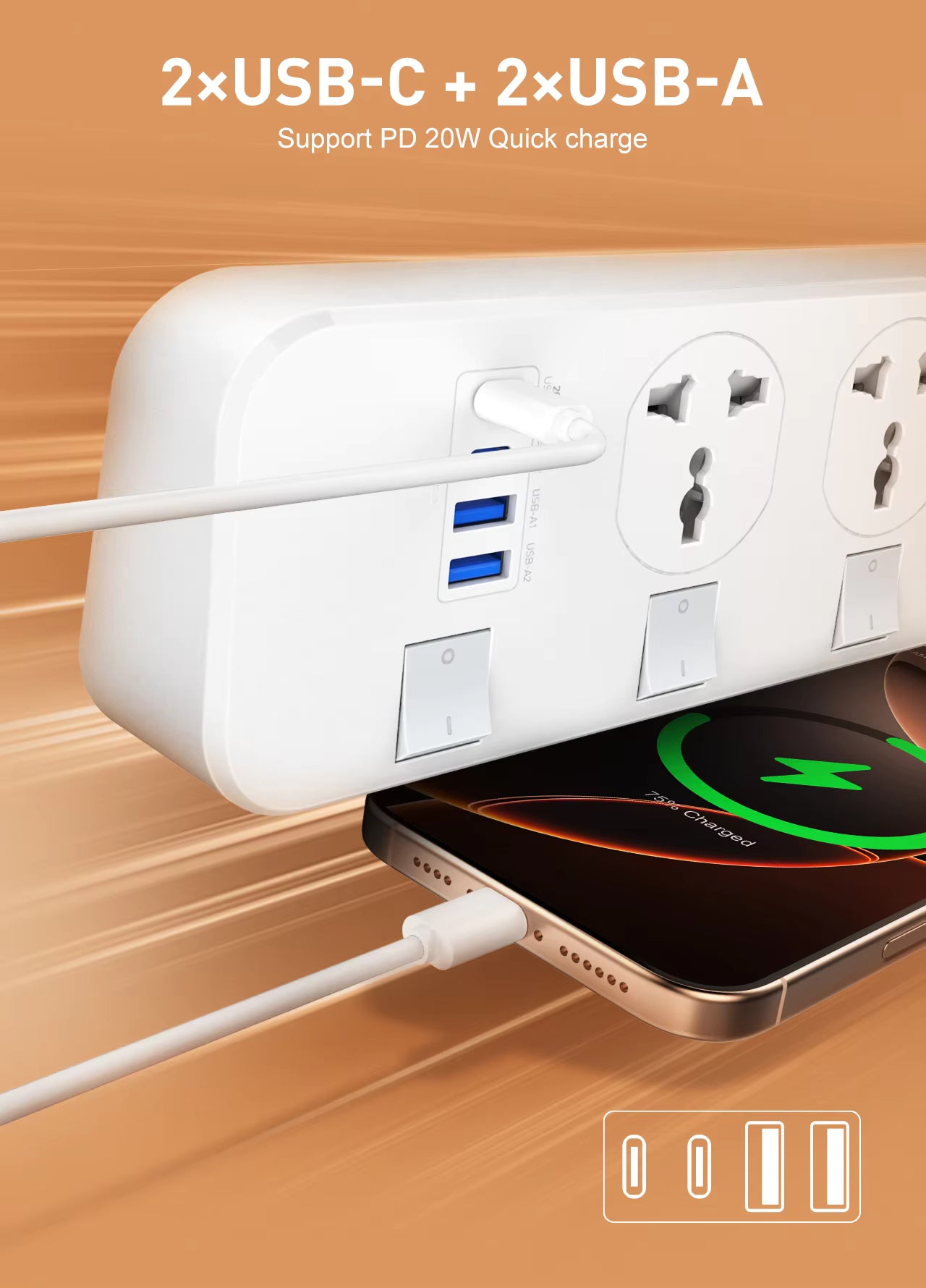 Buy Ldnio SC4408C Extension Power Socket Universal Power Strip PD20W (2C+2U) from Vmart in Pakistan