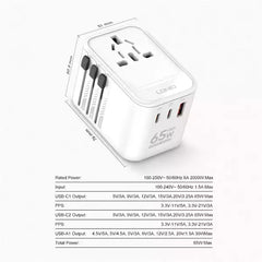 Buy Ldnio Z6 3 USB Ports 65W GaN Travel Adapter from Vmart in Pakistan