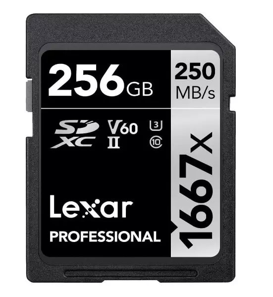 Lexar 1667x 250mb/s UHS-II SD Card 256GB