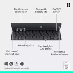 Buy Logitech Keys-To-Go 2 Ultra-portable keyboard with cover Graphite Vmart in Pakistan