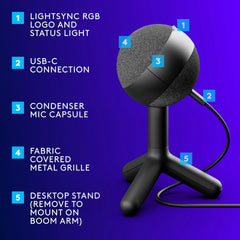 Buy Logitech Yeti Orb Condenser USB Gaming Microphone with LIGHTSYNC RGB Black Vmart in Pakistan